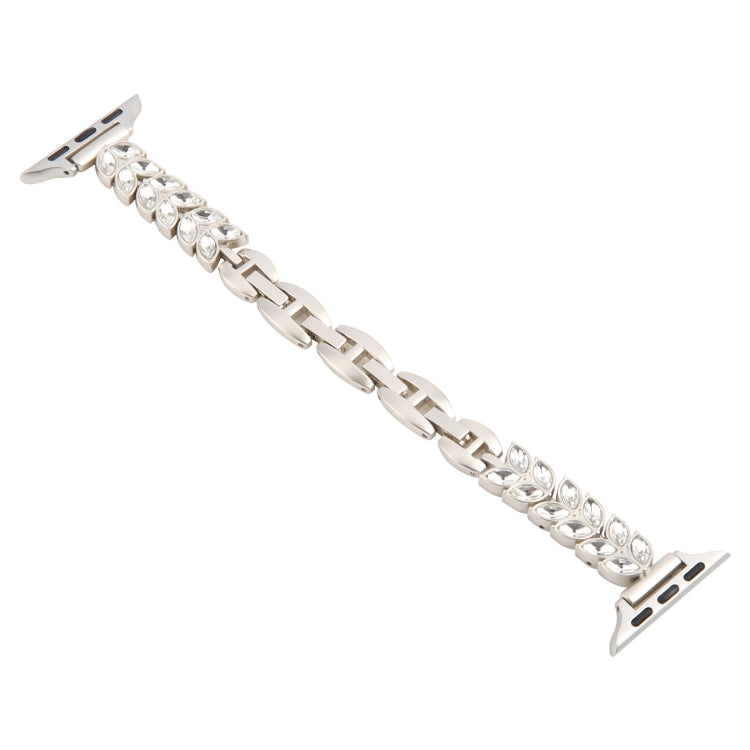 For Apple Watch 46mm / 49mm / 45mm / 44mm Quick Release Leaf Diamond Alloy Slim Watch Band