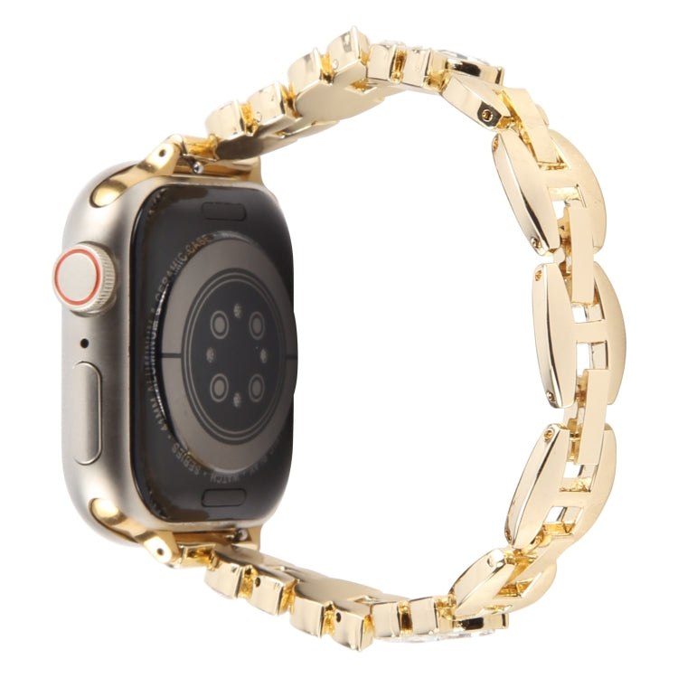For Apple Watch 42mm / 41mm / 40mm / 38mm Quick Release Leaf Diamond Alloy Slim Watch Band