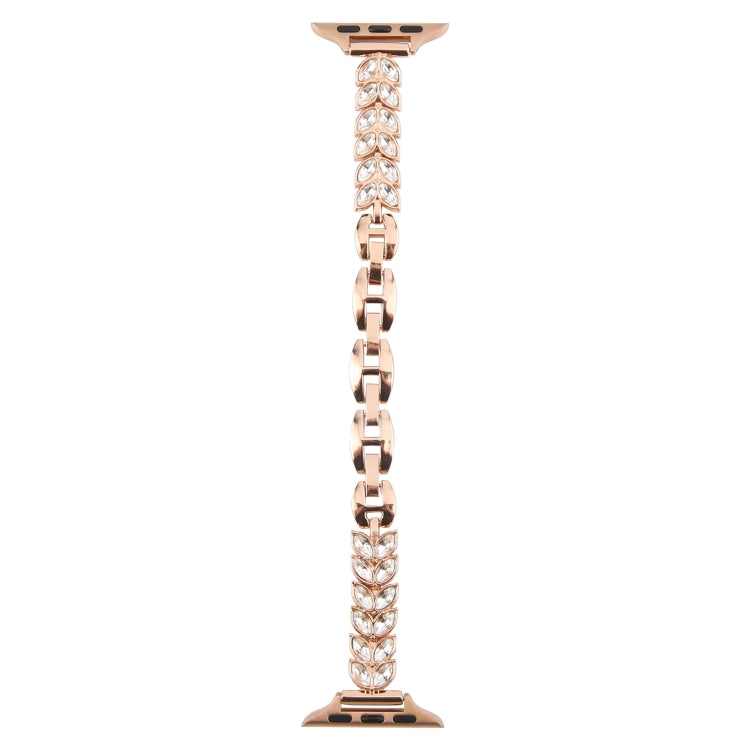 For Apple Watch 42mm / 41mm / 40mm / 38mm Quick Release Leaf Diamond Alloy Slim Watch Band