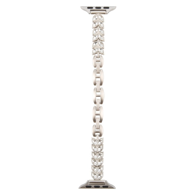 For Apple Watch 42mm / 41mm / 40mm / 38mm Quick Release Leaf Diamond Alloy Slim Watch Band