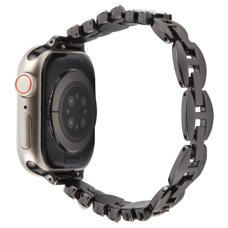 For Apple Watch 42mm / 41mm / 40mm / 38mm Quick Release Leaf Diamond Alloy Slim Watch Band