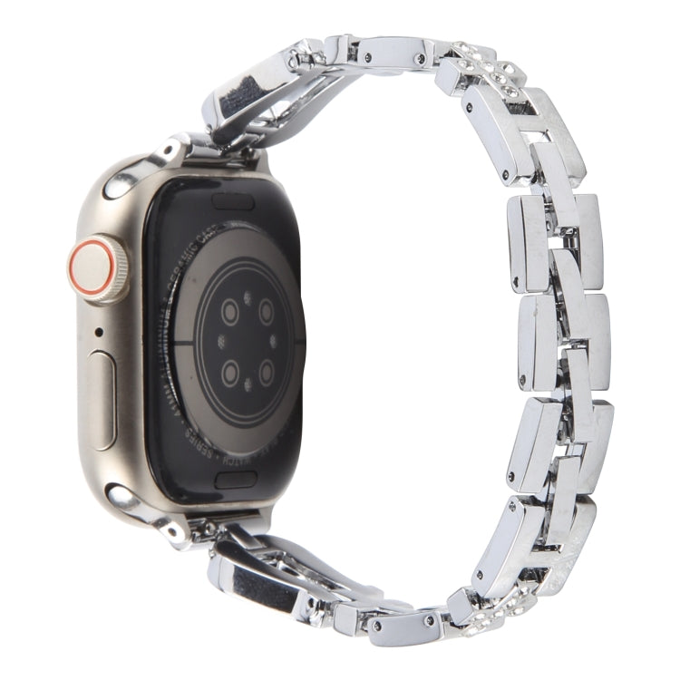 For Apple Watch 46mm / 49mm / 45mm / 44mm Quick Release U-Shaped Diamond Alloy Slim Watch Band