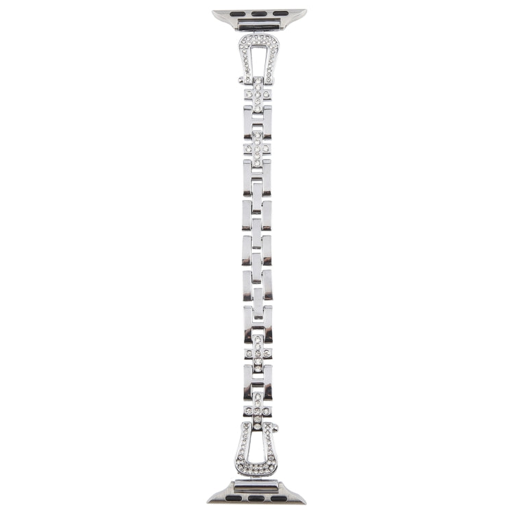 For Apple Watch 46mm / 49mm / 45mm / 44mm Quick Release U-Shaped Diamond Alloy Slim Watch Band