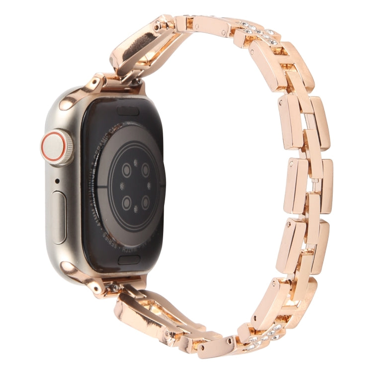 For Apple Watch 46mm / 49mm / 45mm / 44mm Quick Release U-Shaped Diamond Alloy Slim Watch Band