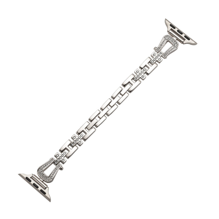 For Apple Watch 46mm / 49mm / 45mm / 44mm Quick Release U-Shaped Diamond Alloy Slim Watch Band
