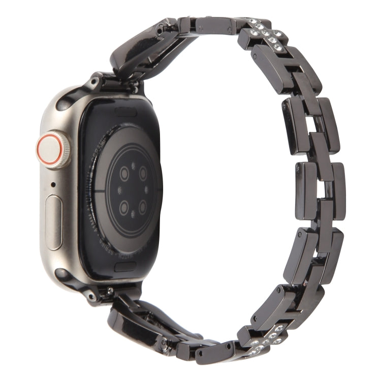 For Apple Watch 46mm / 49mm / 45mm / 44mm Quick Release U-Shaped Diamond Alloy Slim Watch Band