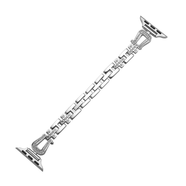 For Apple Watch 42mm / 41mm / 40mm / 38mm Quick Release U-Shaped Diamond Alloy Slim Watch Band