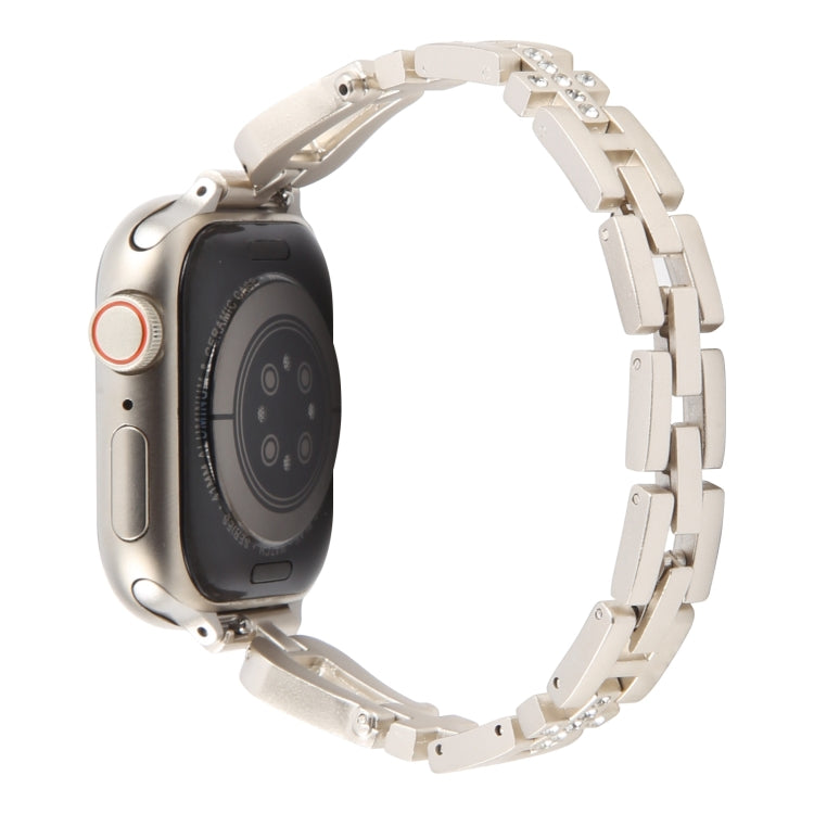 For Apple Watch 42mm / 41mm / 40mm / 38mm Quick Release U-Shaped Diamond Alloy Slim Watch Band