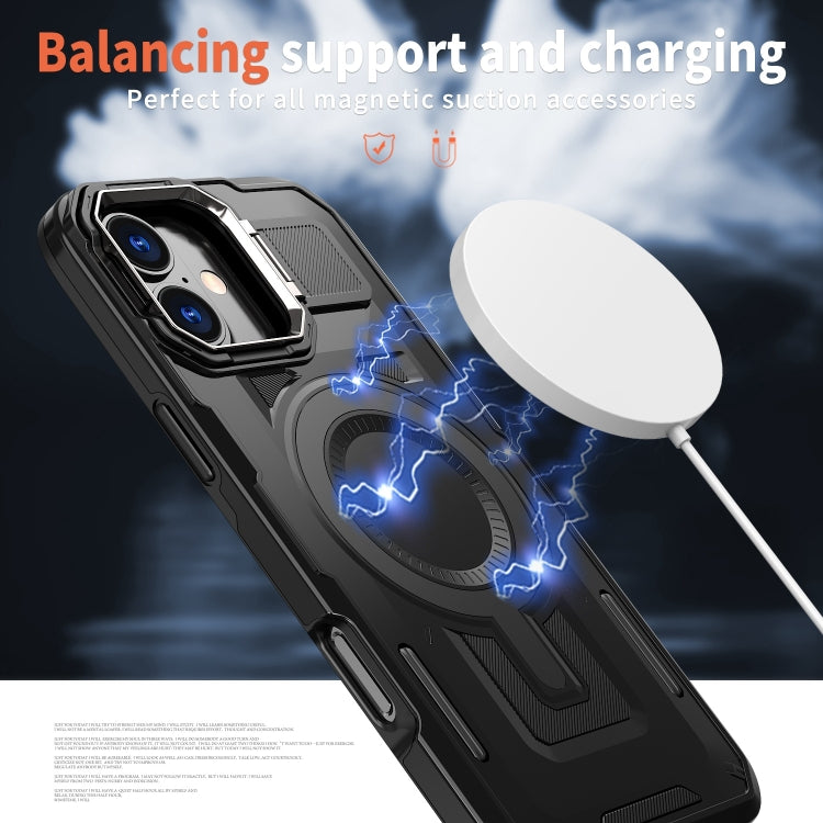 For iPhone 16 Plus Shield Hollow Frame Holder MagSafe Phone Case