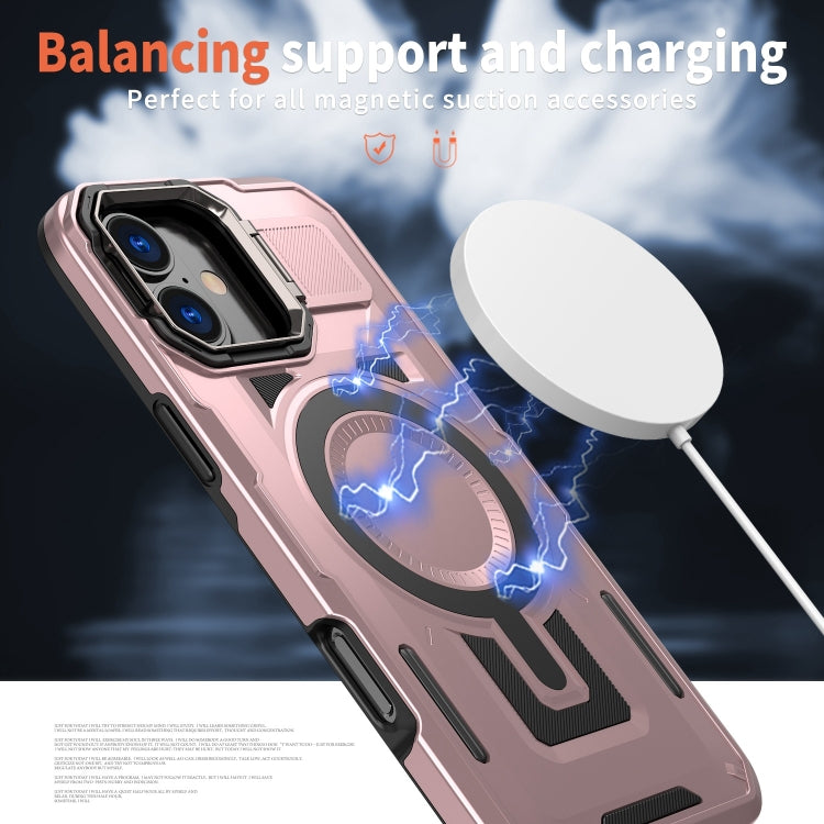 For iPhone 16 Plus Shield Hollow Frame Holder MagSafe Phone Case
