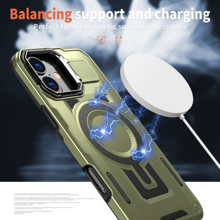 For iPhone 16 Shield Hollow Frame Holder MagSafe Phone Case