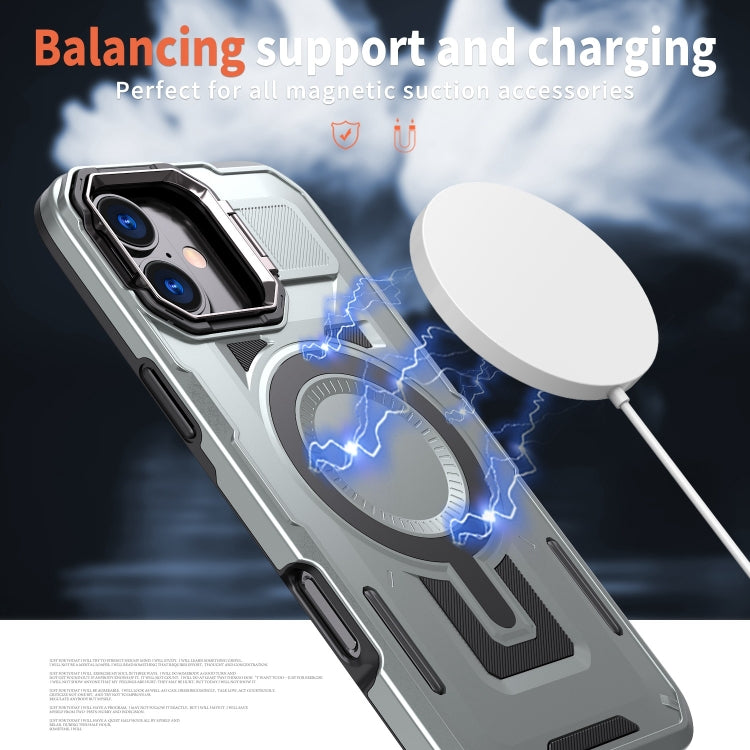 For iPhone 16 Shield Hollow Frame Holder MagSafe Phone Case