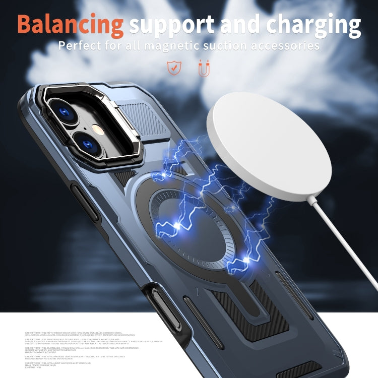 For iPhone 16 Shield Hollow Frame Holder MagSafe Phone Case