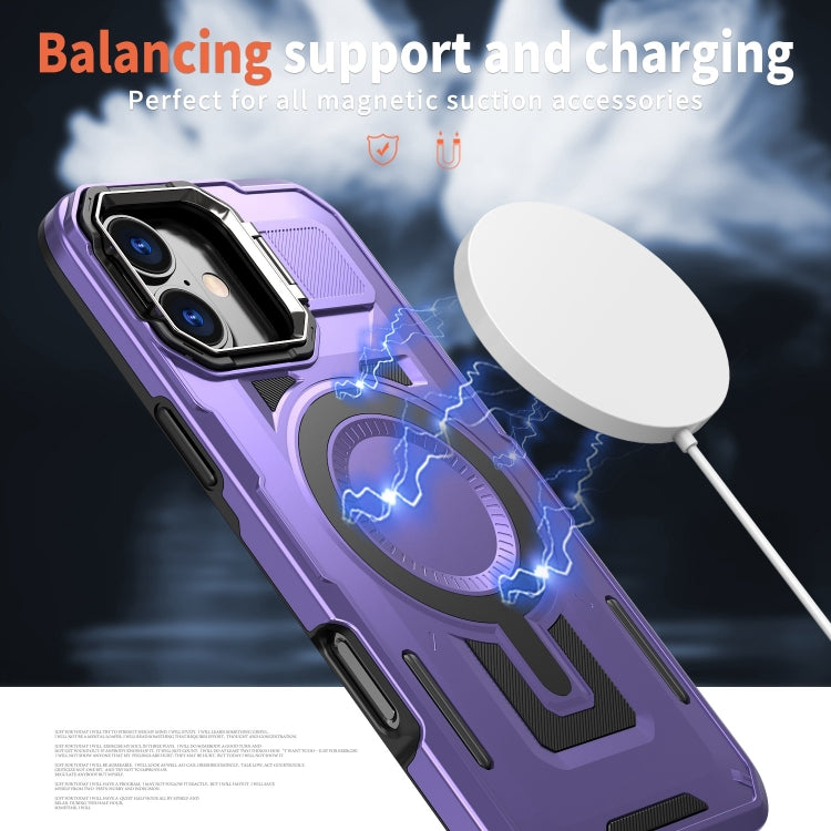 For iPhone 16 Shield Hollow Frame Holder MagSafe Phone Case