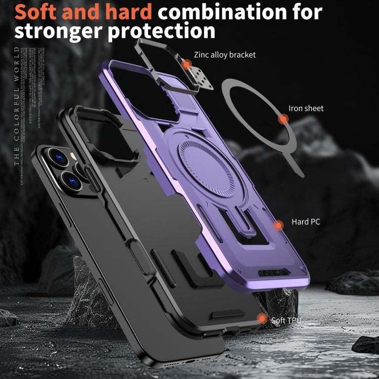 For iPhone 15 Pro Max Shield Hollow Frame Holder MagSafe Phone Case