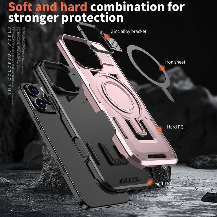 For iPhone 15 Shield Hollow Frame Holder MagSafe Phone Case