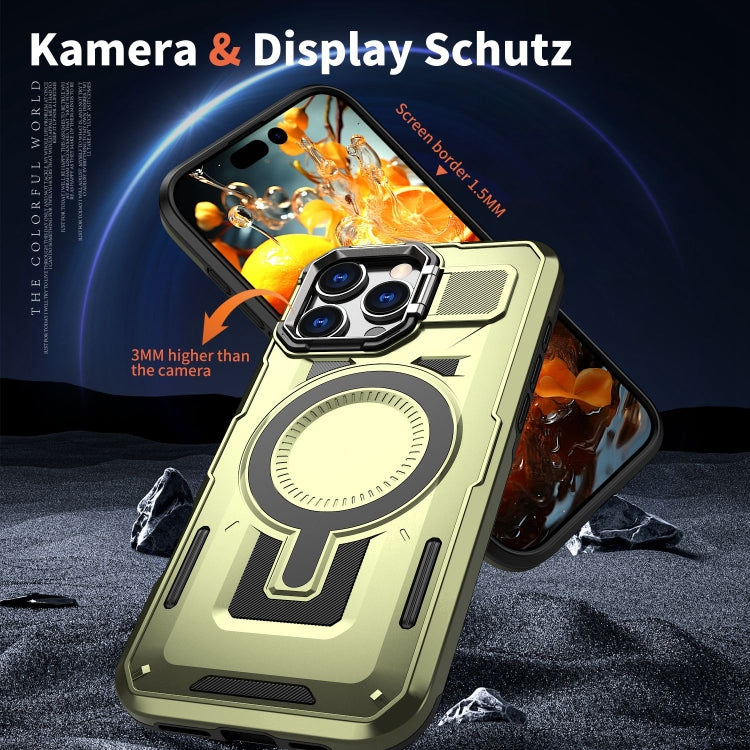 For iPhone 14 Pro Shield Hollow Frame Holder MagSafe Phone Case