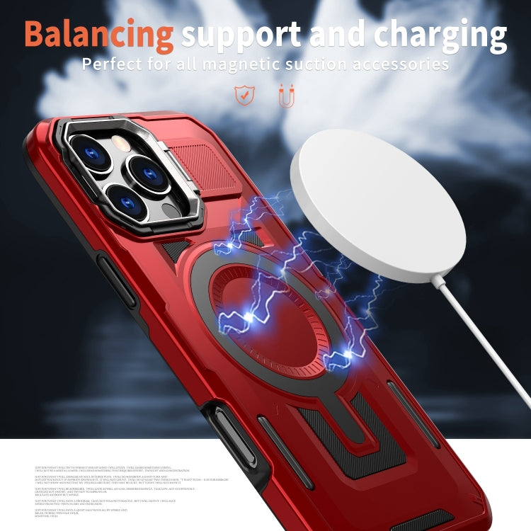 For iPhone 13 Pro Shield Hollow Frame Holder MagSafe Phone Case