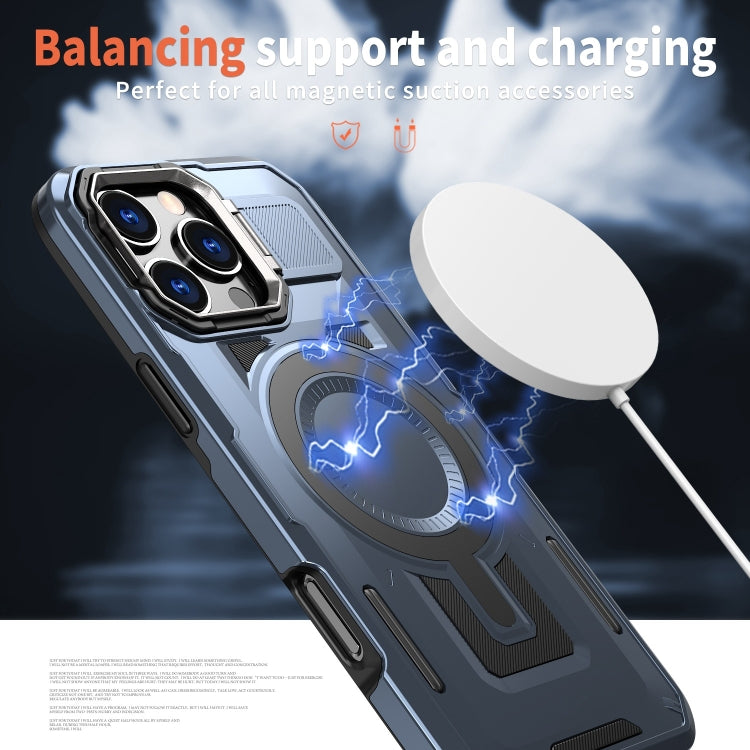 For iPhone 11 Shield Hollow Frame Holder MagSafe Phone Case
