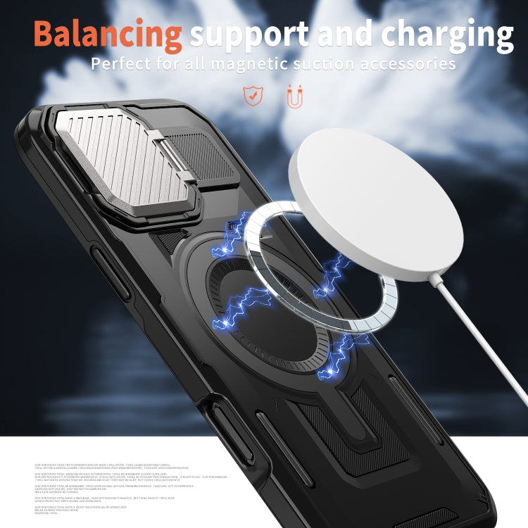 For iPhone 16 Pro Shield Frame Holder MagSafe Phone Case