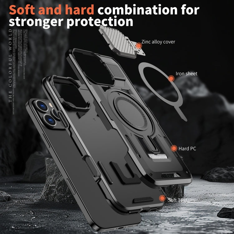 For iPhone 16 Pro Shield Frame Holder MagSafe Phone Case