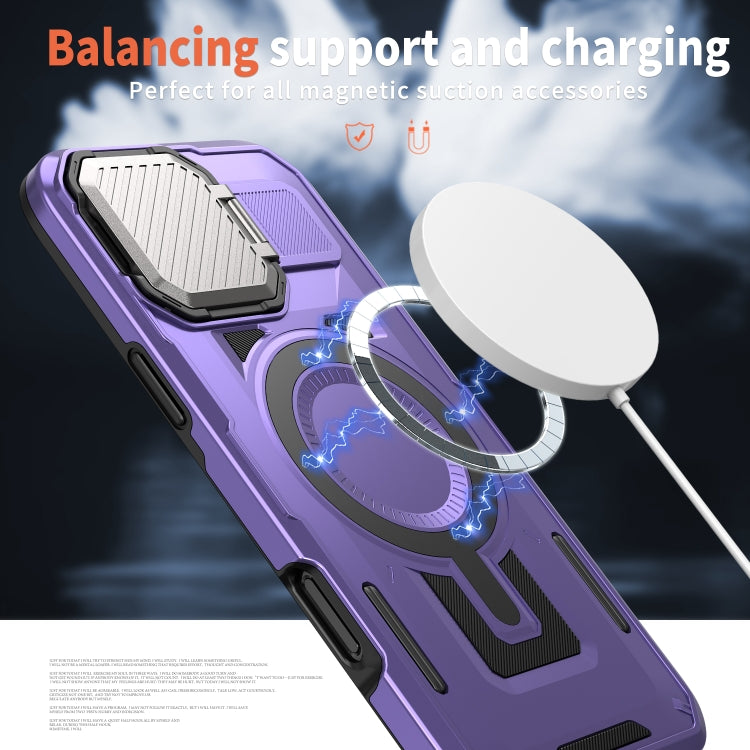 For iPhone 16 Pro Shield Frame Holder MagSafe Phone Case