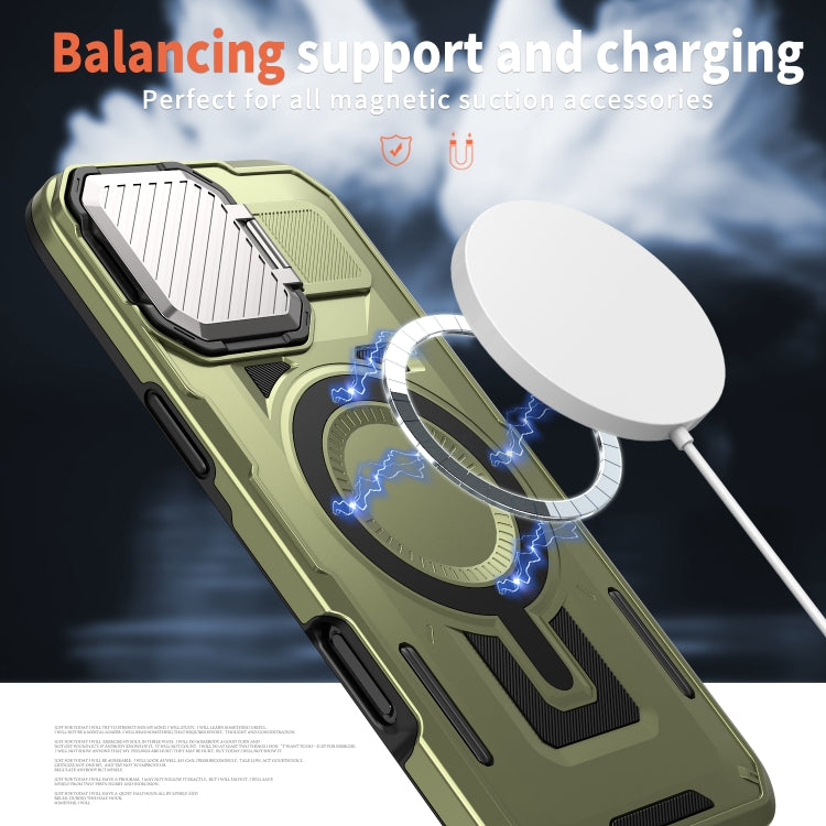 For iPhone 16 Plus Shield Frame Holder MagSafe Phone Case
