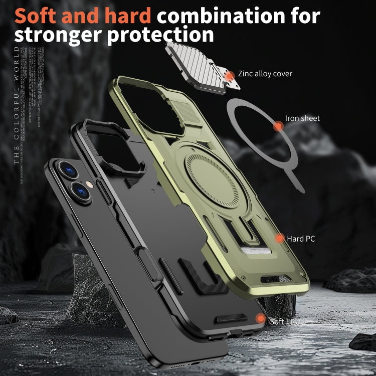 For iPhone 16 Plus Shield Frame Holder MagSafe Phone Case