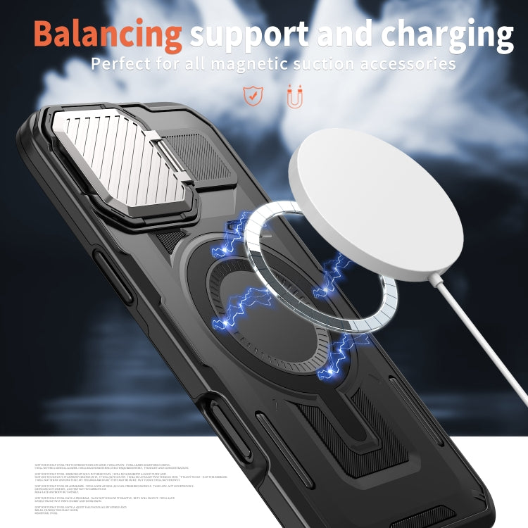 For iPhone 16 Plus Shield Frame Holder MagSafe Phone Case