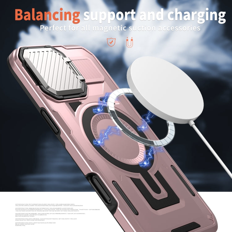 For iPhone 16 Plus Shield Frame Holder MagSafe Phone Case