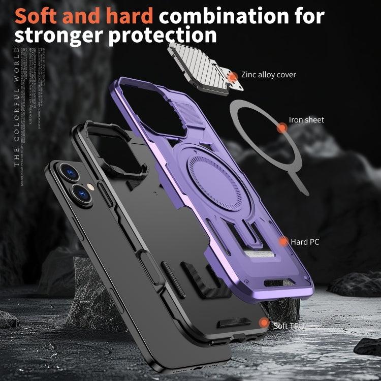 For iPhone 16 Plus Shield Frame Holder MagSafe Phone Case
