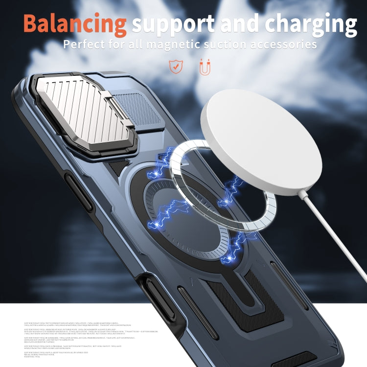 For iPhone 16 Shield Frame Holder MagSafe Phone Case