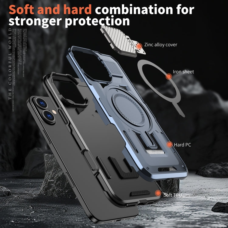 For iPhone 16 Shield Frame Holder MagSafe Phone Case