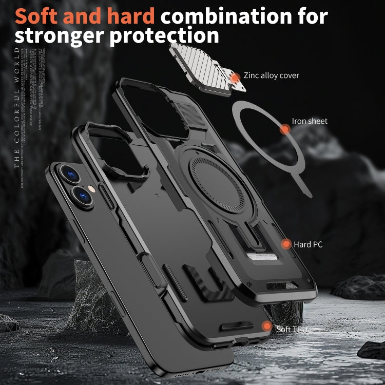 For iPhone 16 Shield Frame Holder MagSafe Phone Case