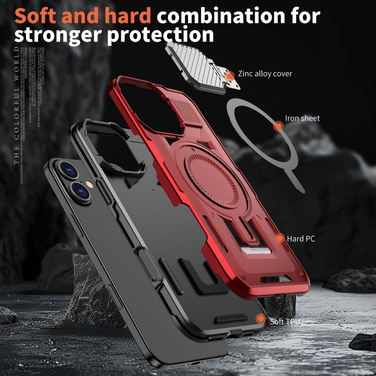 For iPhone 16 Shield Frame Holder MagSafe Phone Case