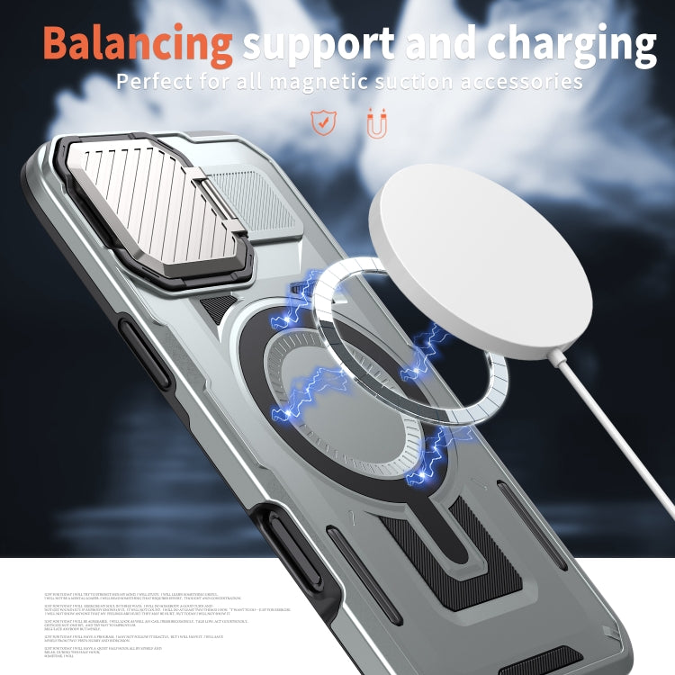 For iPhone 16 Shield Frame Holder MagSafe Phone Case