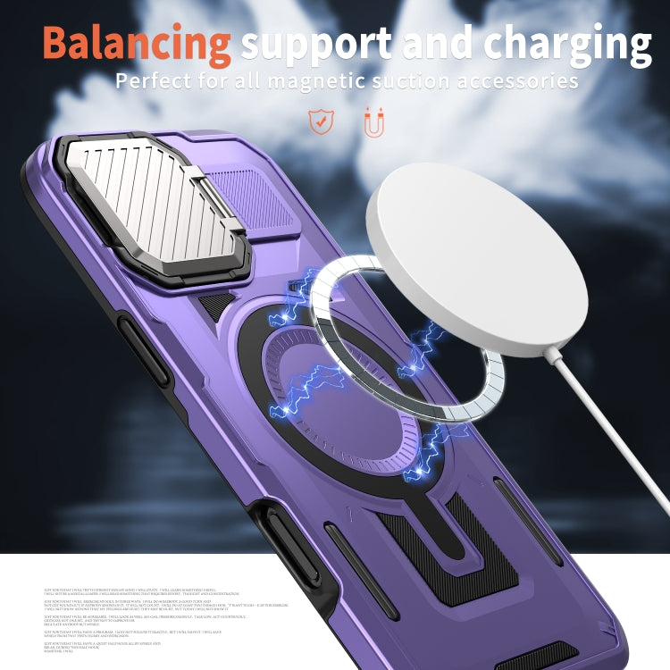 For iPhone 16 Shield Frame Holder MagSafe Phone Case