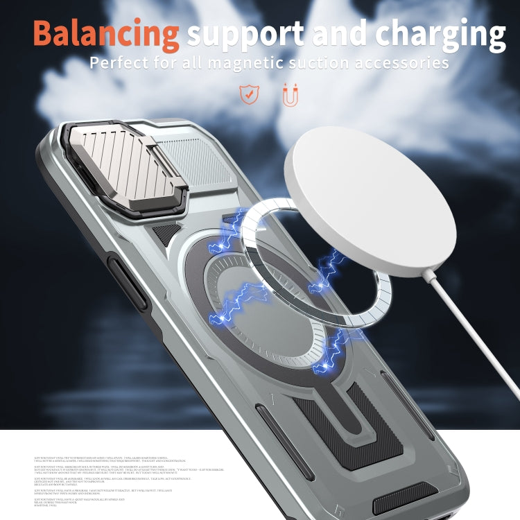 For iPhone 15 Pro Shield Frame Holder MagSafe Phone Case