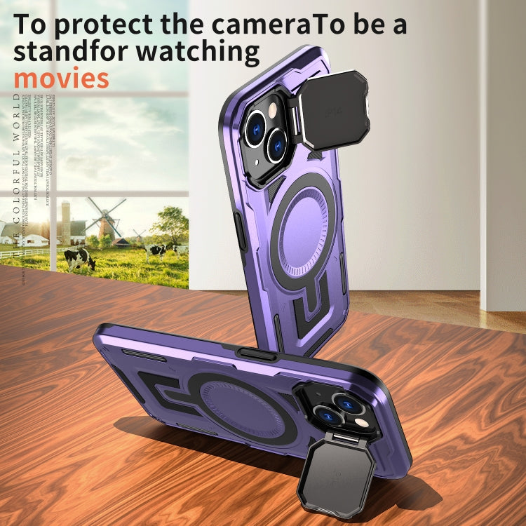 For iPhone 15 Pro Shield Frame Holder MagSafe Phone Case