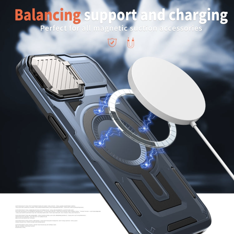 For iPhone 15 Shield Frame Holder MagSafe Phone Case