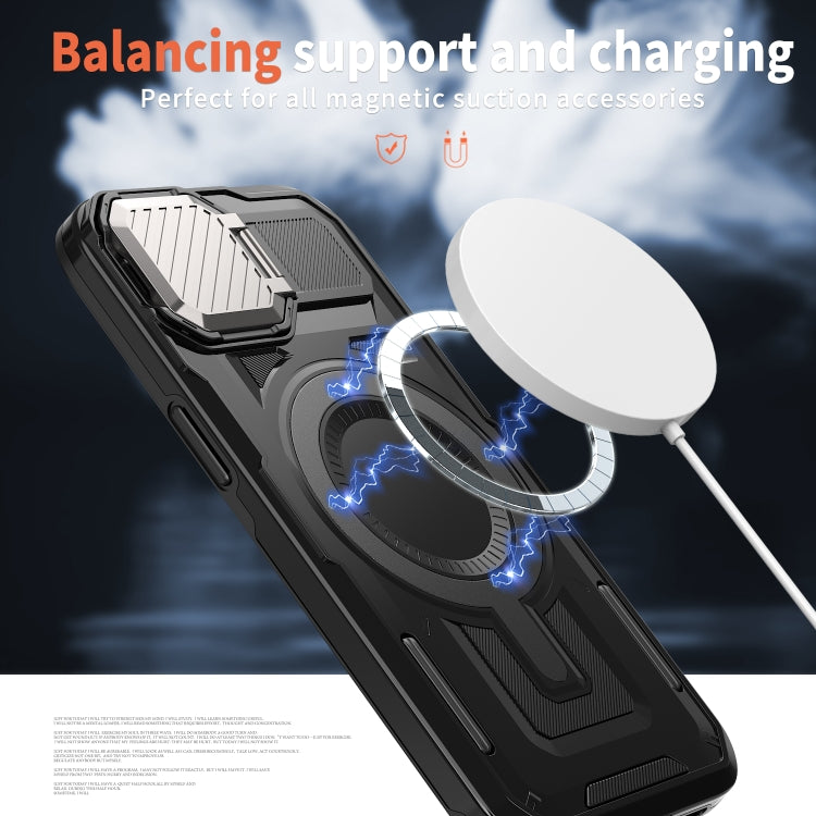 For iPhone 15 Shield Frame Holder MagSafe Phone Case