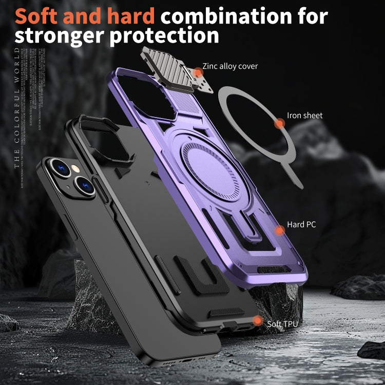 For iPhone 15 Shield Frame Holder MagSafe Phone Case