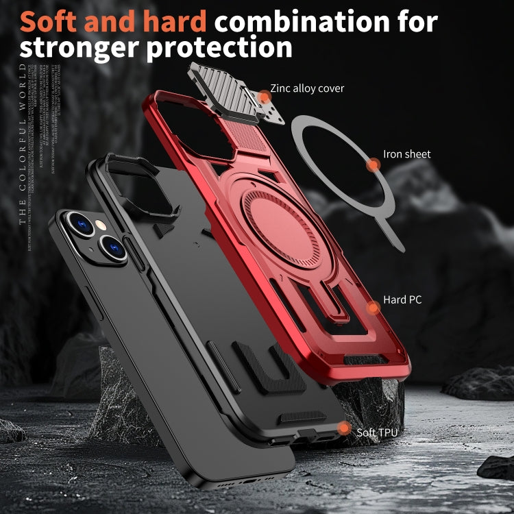 For iPhone 14 Plus Shield Frame Holder MagSafe Phone Case