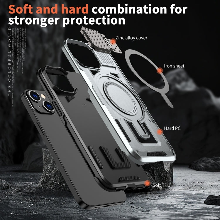 For iPhone 14 Plus Shield Frame Holder MagSafe Phone Case