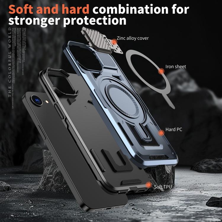For iPhone 17e / 16e Shield Frame Holder MagSafe Phone Case