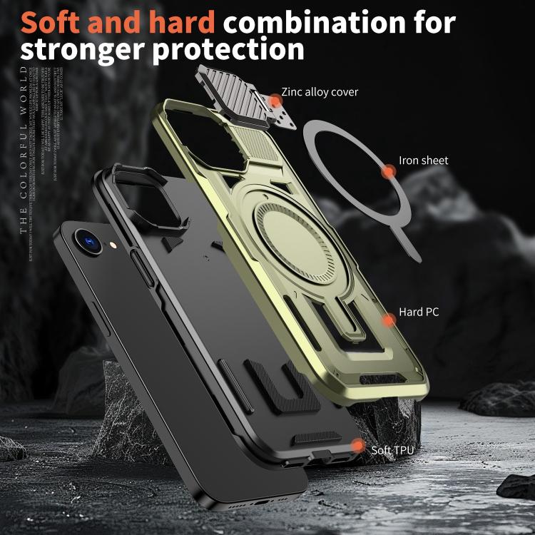 For iPhone 17e / 16e Shield Frame Holder MagSafe Phone Case