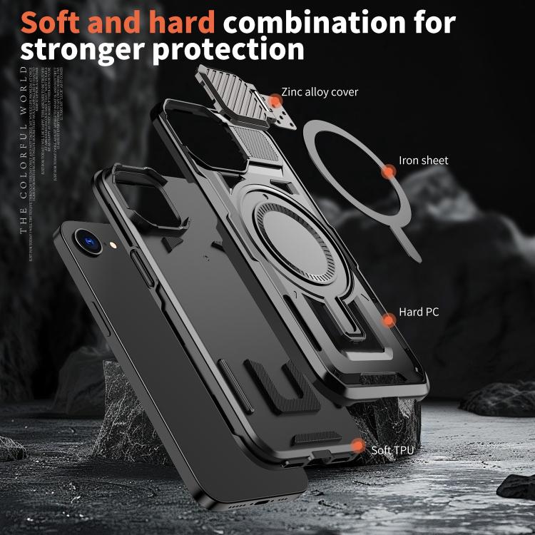 For iPhone 17e / 16e Shield Frame Holder MagSafe Phone Case