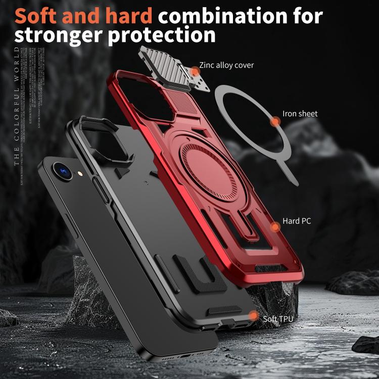 For iPhone 17e / 16e Shield Frame Holder MagSafe Phone Case