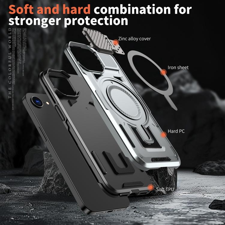 For iPhone 17e / 16e Shield Frame Holder MagSafe Phone Case