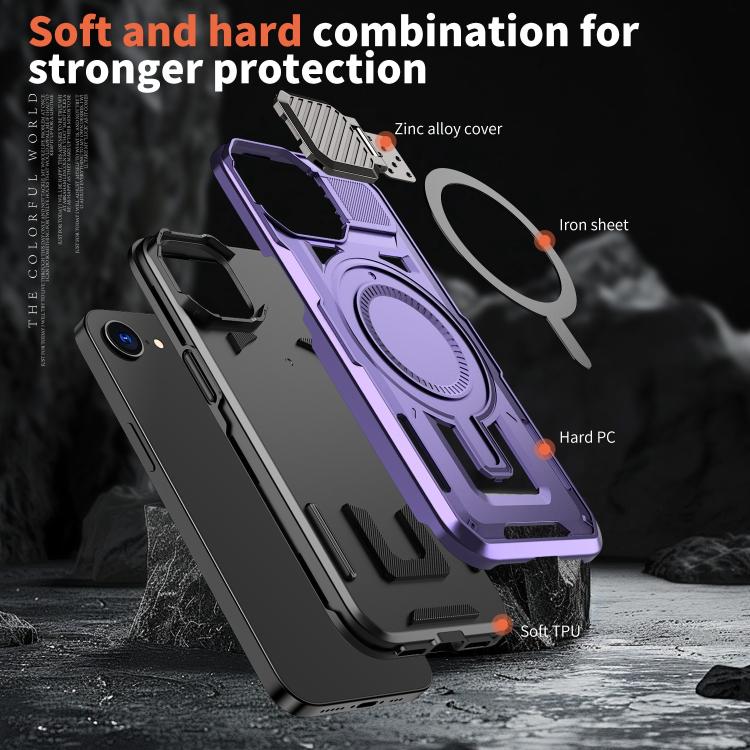 For iPhone 17e / 16e Shield Frame Holder MagSafe Phone Case